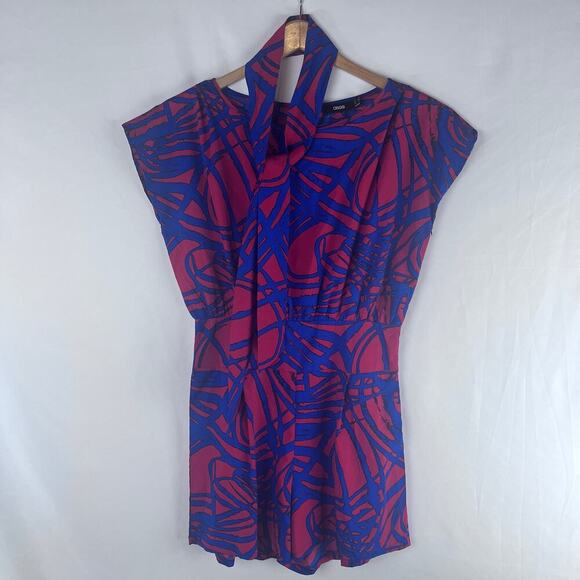 ASOS Women's Mini Jumpsuit with Belt in Red and Blue Romper Size 4 - Picture 2 of 6